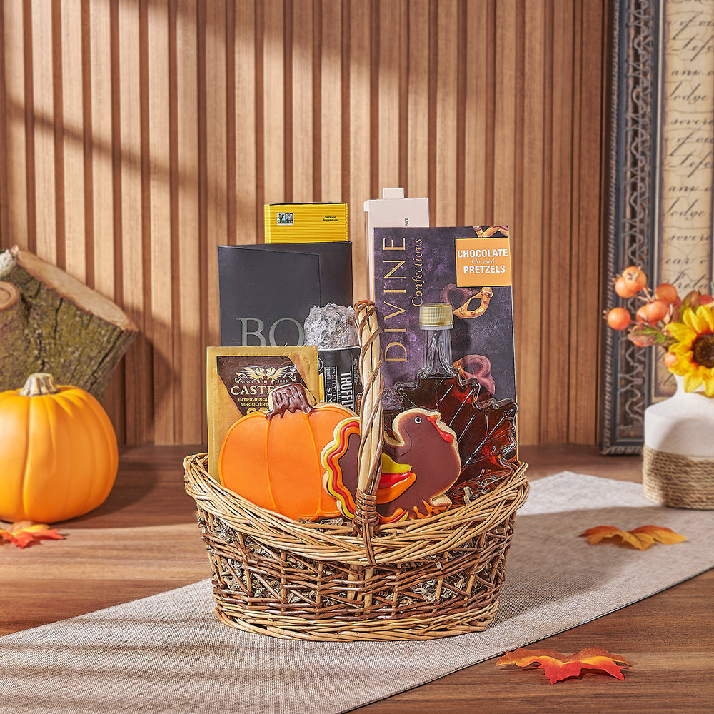 Thanksgiving Treat &amp; Cookie Basket, cookie gift, cookie, thanksgiving gift, thanksgiving, chocolate gift, chocolate, charcuterie gift, charcuterie, New Jersey delivery