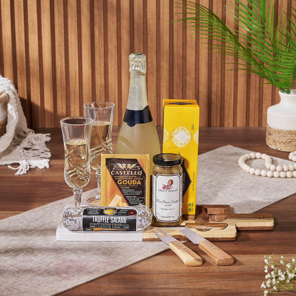 Toast to Meat &amp; Cheese Champagne Basket, champagne gift, champagne, sparkling wine gift, sparkling wine, charcuterie gift, charcuterie, New Jersey delivery