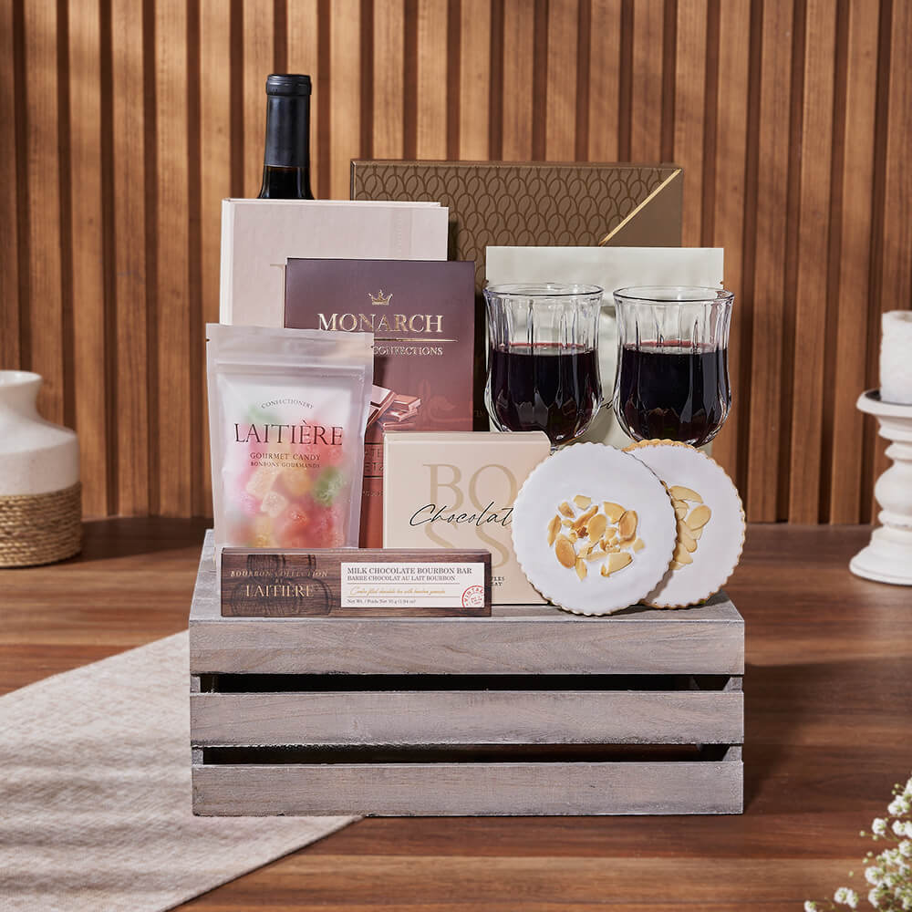 Ultimate Chocolate &amp; Wine Gift Crate, wine gift, wine, chocolate gift, chocolate, cookie gift, cookie, New Jersey delivery