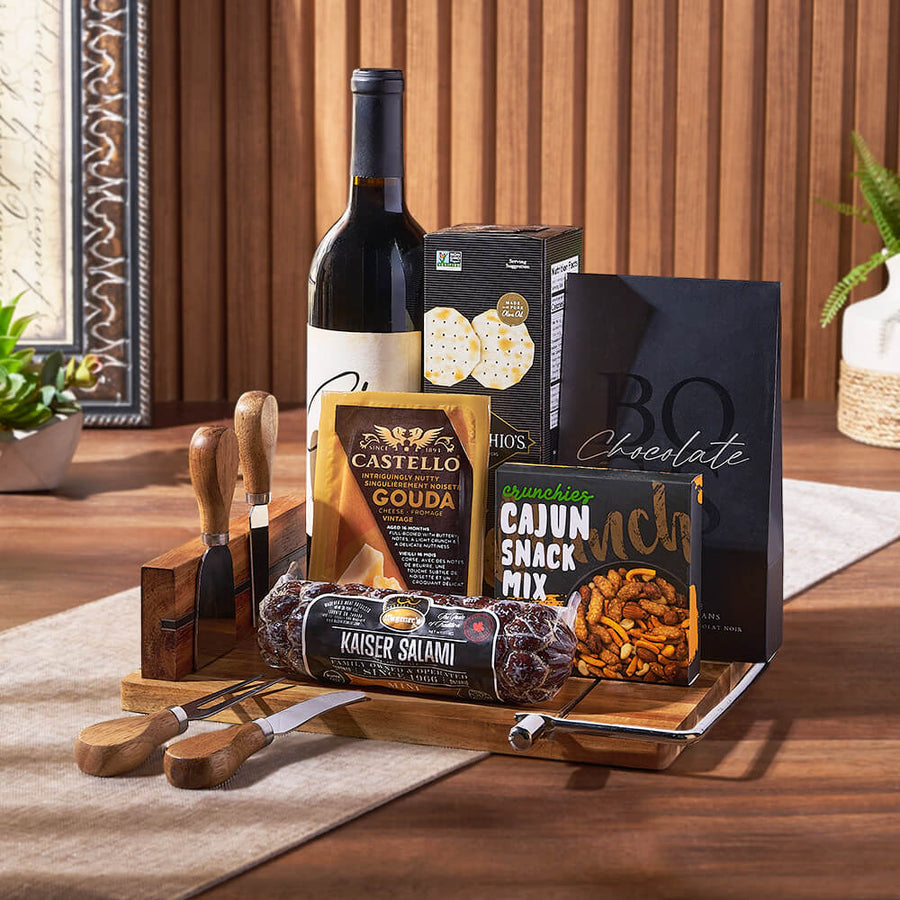 With the Warm Wishes Wine & Cheese Basket enjoy a selection of gourmet goodies perfect for sharing from New Jersey Basket - New Jersey delivery 