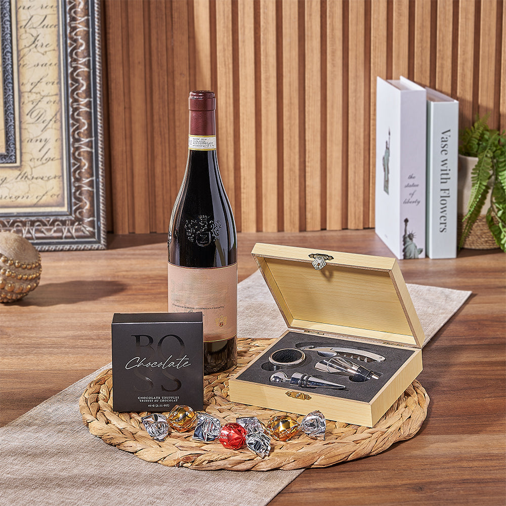 Wooden Wine Gift Basket Set – how the gift is presented