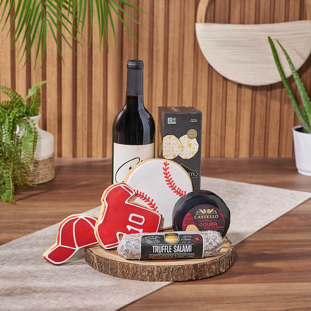 Wine &amp; Baseball Cookie Gift, wine gift, wine, baseball gift, baseball, sports gift, sports, New Jersey delivery