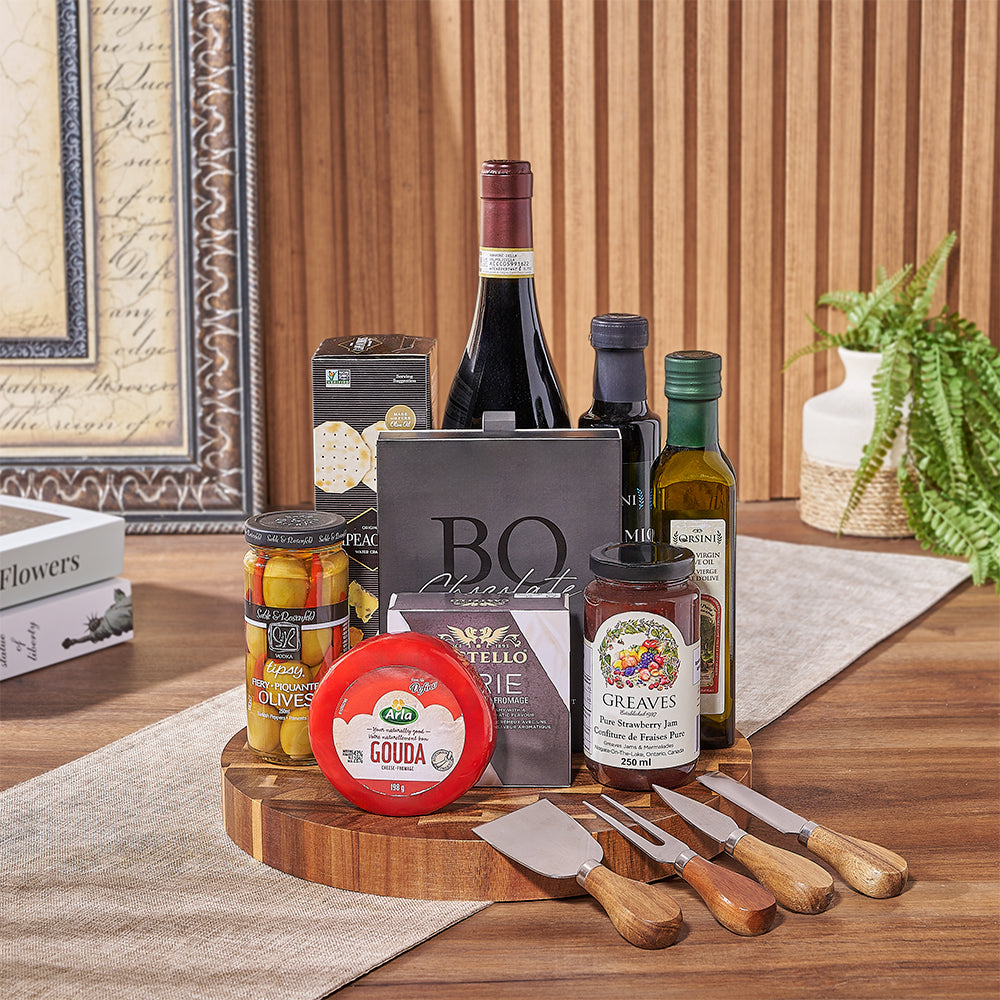 Wine &amp; Cheeseboard Gift, wine gift, wine, chocolate gift, chocolate, cheese gift, cheese, charcuterie gift, charcuterie, New Jersey delivery