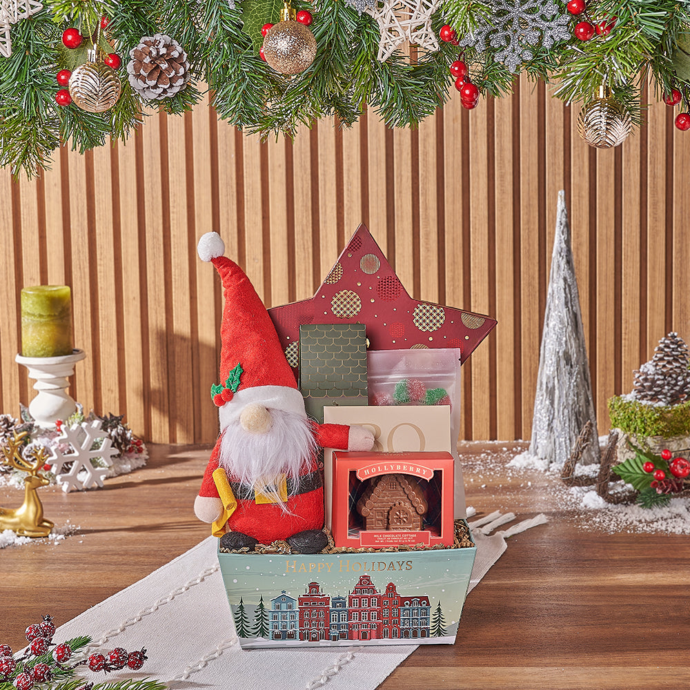 Deluxe Holiday Treats Market Tray Gift Basket – how the gift is presented