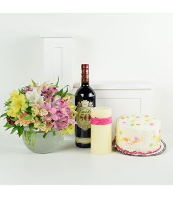 Celebrating Her Flowers & Wine Gift