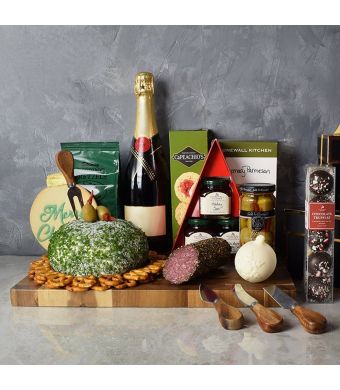 Holiday Champagne Cheese Ball Gift Basket
