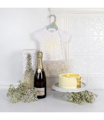 Precious Baby Girl Champagne & Cake Set, Baby Girl Gifts, Gifts For Baby Girl
