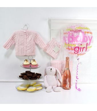 Celebrate A Sweet Baby Girl Set, baby gift baskets, baby boy, baby gift, new parent, baby, champagne
