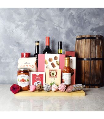 Meadowvale Wine Gift Basket, wine gift baskets, gourmet gift baskets, Valentine's Day gifts, gift baskets, romance
