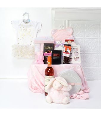 Pamper Mommy & Daughter Gift Set, baby gift baskets, baby boy, baby gift, new parent, baby, champagne
