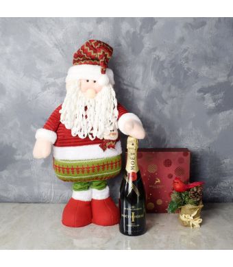 Santa & Gourmet Chocolates with Champagne Gift Set, champagne gift baskets, gourmet gifts, gifts