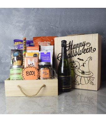 Spooky Sweets Halloween Gift Crate With Champagne