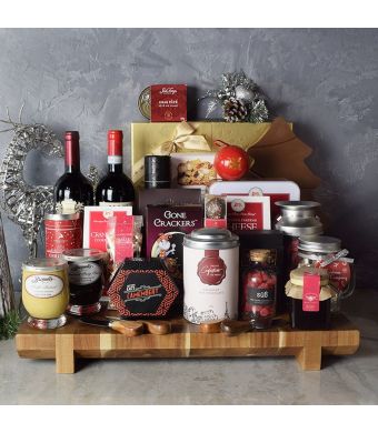 Opulent Christmas Wine & Chocolate Gift Basket