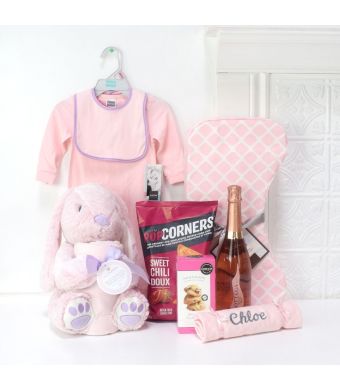 LITTLE MISS PINK BABY GIRL GIFT BASKET, baby girl gift basket, welcome home baby gifts, new parent gifts