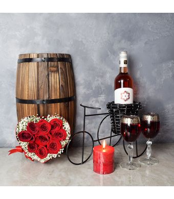 Morningside Valentine’s Day Basket, wine gift baskets, floral gift baskets, Valentine's Day gifts, gift baskets, romance
