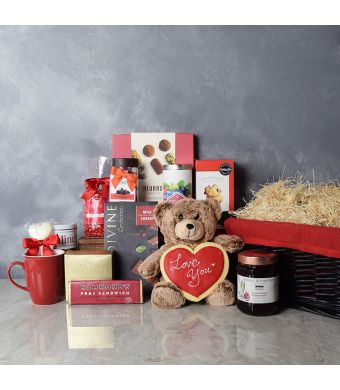 Maryvale Romantic Gift Basket, gourmet gift baskets, gift baskets, Valentine's Day gift baskets, romantic gift baskets
