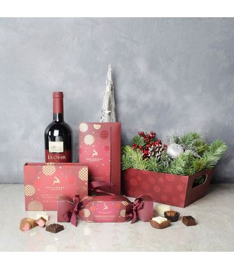 Christmas Morning Wine Gift Set, wine gift baskets, Christmas gift baskets, gourmet gift baskets