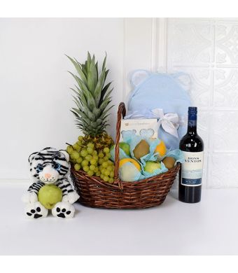 Proud Parents Of A Baby Boy Gift Basket, baby gift baskets, wine gift baskets, baby gifts
