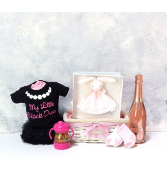 BABY GIRL'S LI'L BLACK DRESS SET WITH CHAMPAGNE, baby girl gift hamper, newborns, new parents