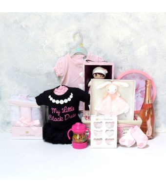 BABY GIRL'S BEDROOM & PLAYSET WITH CHAMPAGNE, baby girl gift hamper, newborns, new parents