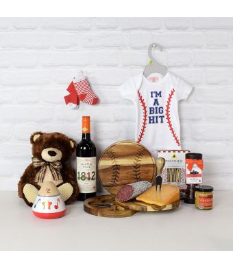 Cheese & Chocolate Baby Gift Set with Wine, baby gift baskets, wine gift baskets
