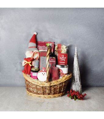 Red & White Christmas Wine Set, wine gift baskets, Christmas gift baskets, gourmet gift baskets