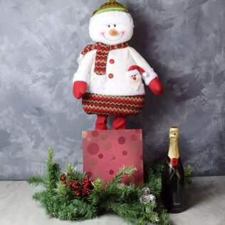 Snowman & Gourmet Chocolates With Champagne Gift Set New Jersey